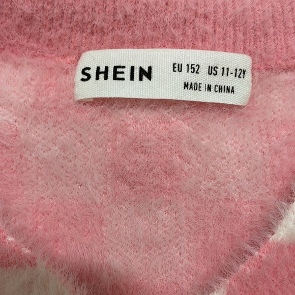 Girls Shein Cropped Pink Checkered Cardigan - Picture 4 of 5